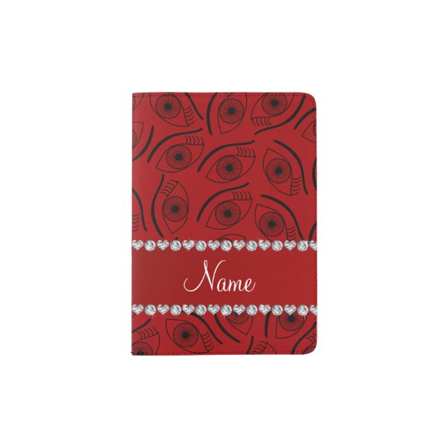 Personalized name red eye pattern passport holder (Front)