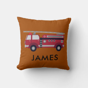 Personalized Name Red Fire truck Cushion