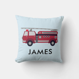 Personalized Name Red Fire truck Cushion