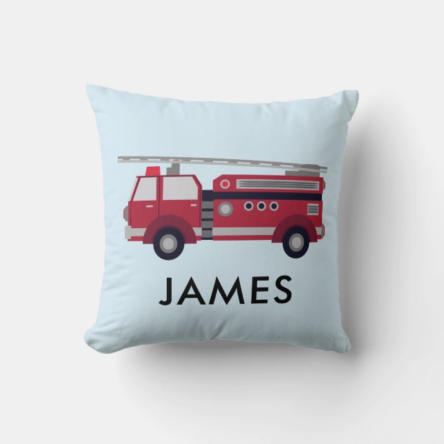 Personalized Name Red Fire truck Cushion (Front)