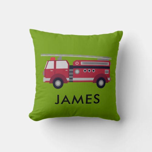 Personalized Name Red Fire truck Cushion