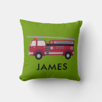 Personalized Name Red Fire truck Cushion