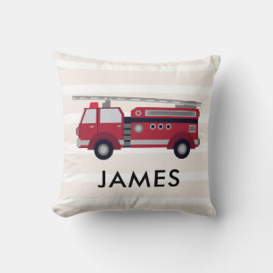 Personalized Name Red Fire truck Cushion