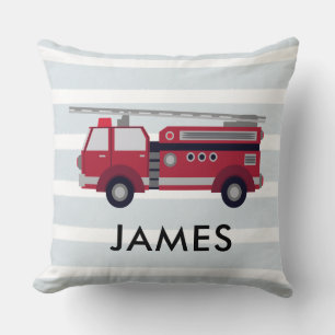 Personalized Name Red Fire truck Cushion