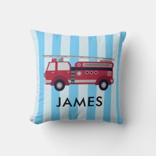 Personalized Name Red Fire truck Cushion