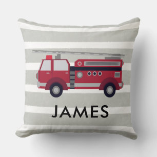 Personalized Name Red Fire truck Cushion