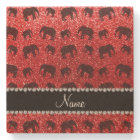 Personalized name red glitter elephants