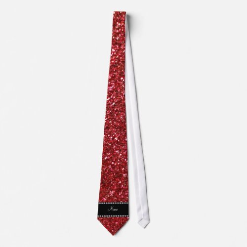 Personalized name red glitter neck tie