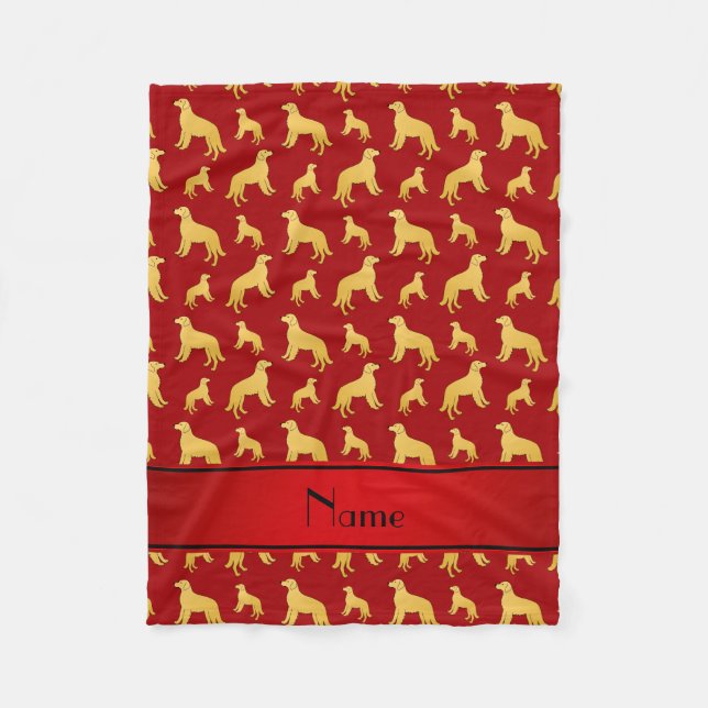 Personalized name red Golden Retriever dogs Fleece Blanket (Front)