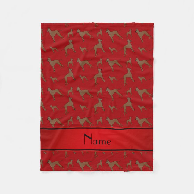 Personalized name red great dane dogs fleece blanket (Front)