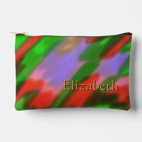 Personalized Name Red Green Lavender  Accessory Pouch