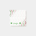[ Thumbnail: Personalized Name + Red & Green Wavy Lines Pattern Notes ]