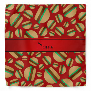 Personalized name red hamburger pattern bandana