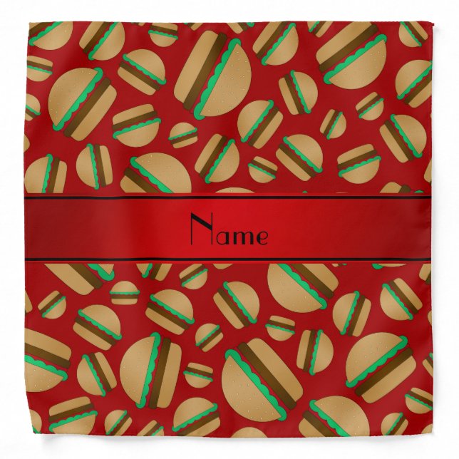 Personalized name red hamburger pattern bandana (Front)