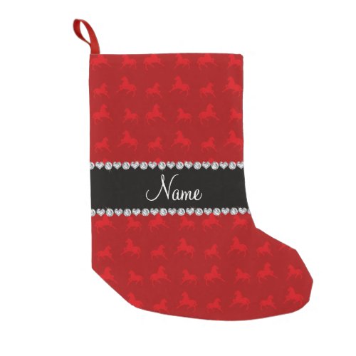 Personalized name red horse pattern small christmas stocking