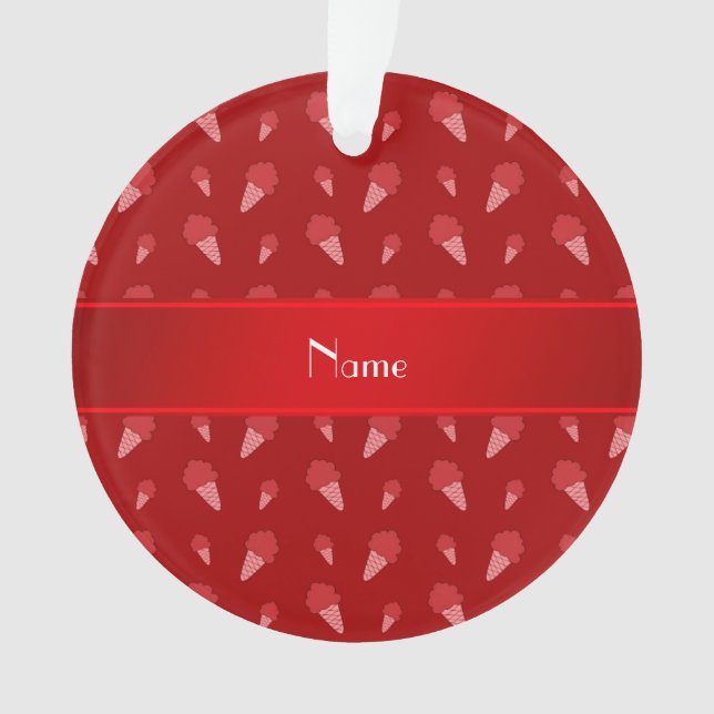 Personalized name red ice cream pattern ornament (Front)