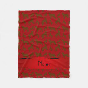 Personalized name red Irish Water Spaniel dogs Fleece Blanket