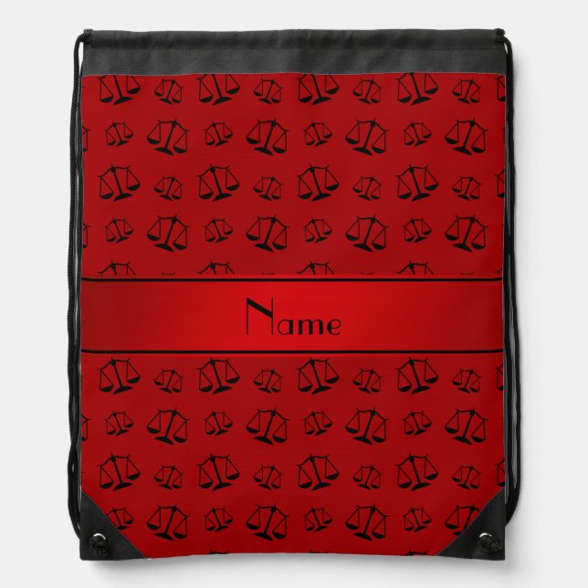 Personalized name red justice scales drawstring bag (Front)