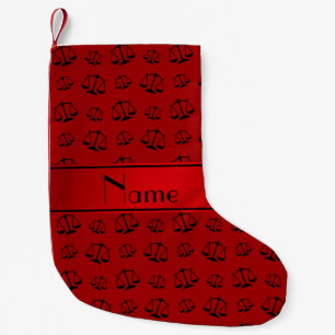 Personalized name red justice scales small christmas stocking