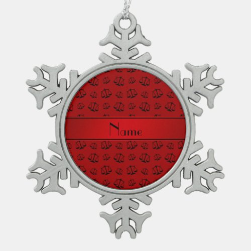 Personalized name red justice scales snowflake pewter christmas ornament