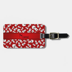 Personalized name red karate pattern luggage tag