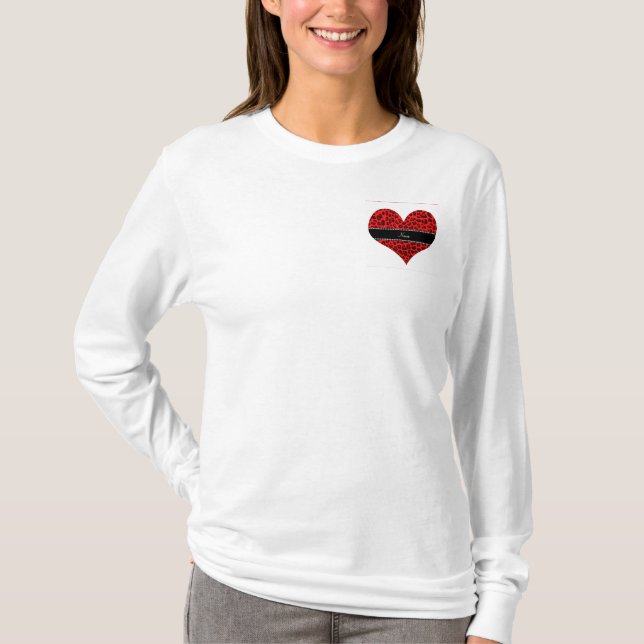 Personalized name red leopard pattern T-Shirt (Front)