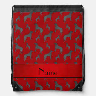 Personalized name red Mastiff dogs Drawstring Bag
