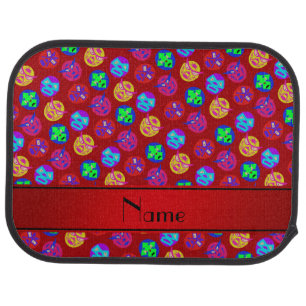Personalized name red mexican wrestling masks car mat