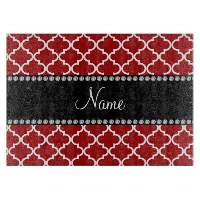 Personalized name Red moroccan Cutting Board (Front)