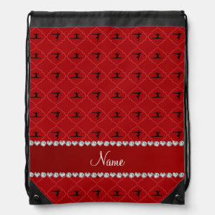 Personalized name red moroccan gymnastics drawstring bag