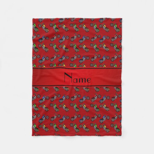 Personalized name red motorcycles fleece blanket