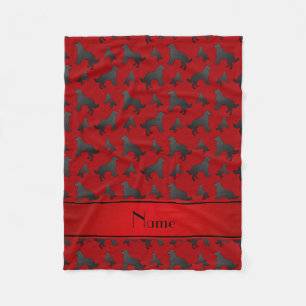 Personalized name red Newfoundland dogs Fleece Blanket