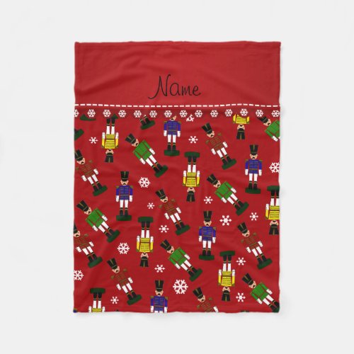 Personalized name red nutcrackers fleece blanket