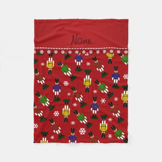 Personalized name red nutcrackers fleece blanket (Front)
