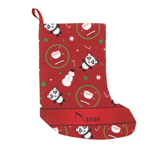 Personalized name red panda santas christmas small christmas stocking