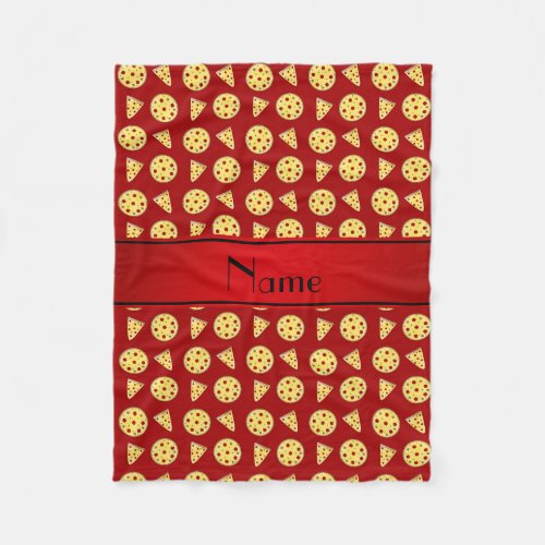 Personalized name red pizzas fleece blanket