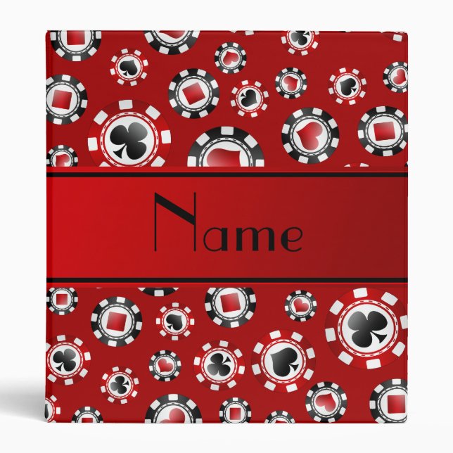 Personalized name red poker chips binder (Front)