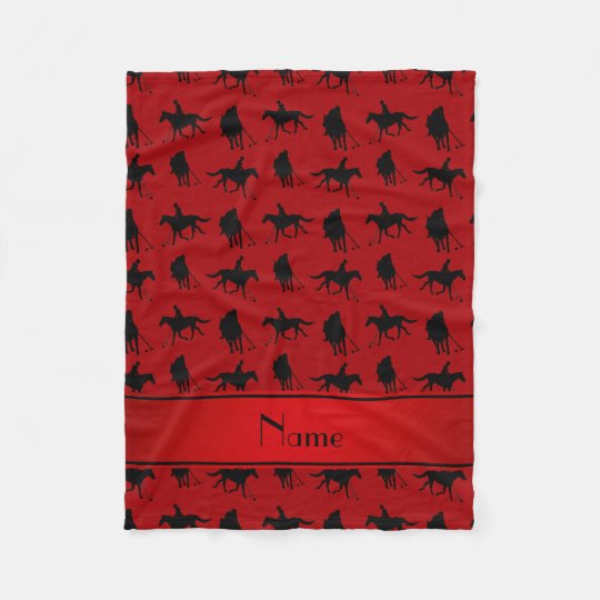 Personalized name red polo pattern fleece blanket