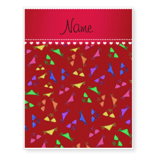Personalized name red rainbow bikinis temporary tattoos