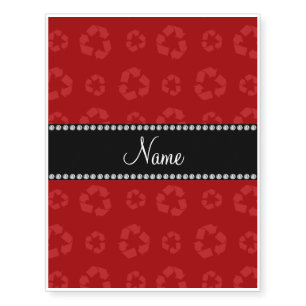 Personalized name red recycling pattern temporary tattoos