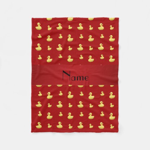 Personalized name red rubber duck pattern fleece blanket