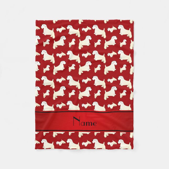Personalized name red Sealyham Terrier dogs Fleece Blanket (Front)