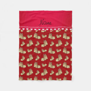 Personalized name red shih tzu dogs fleece blanket