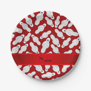 Personalized name red spotted seal paper plates