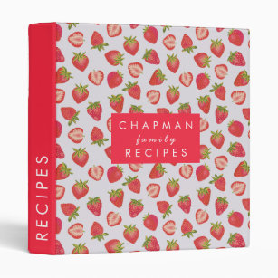 Personalized Name Red Strawberry Family Recipe 3 Ring Binder