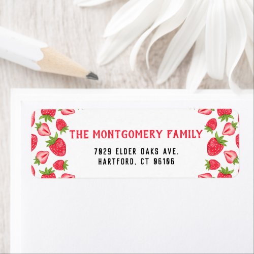Personalized Name Red Strawberry Return Address   Label