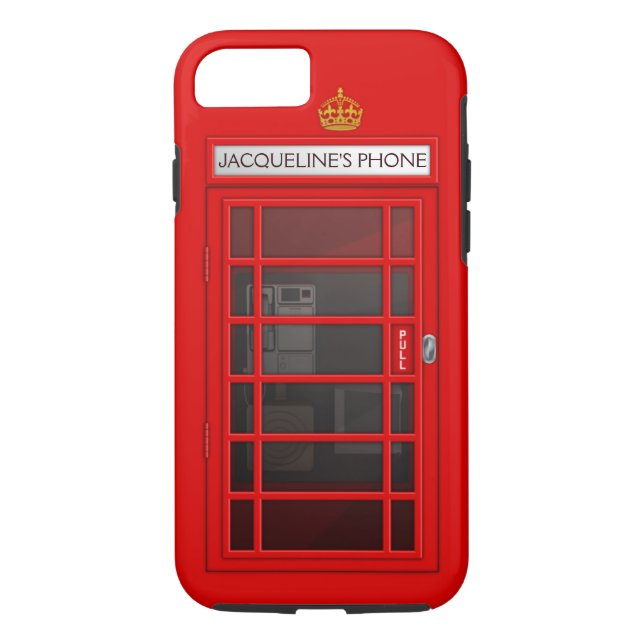 Personalized Name Red Telephone Box iPhone 7 case (Back)