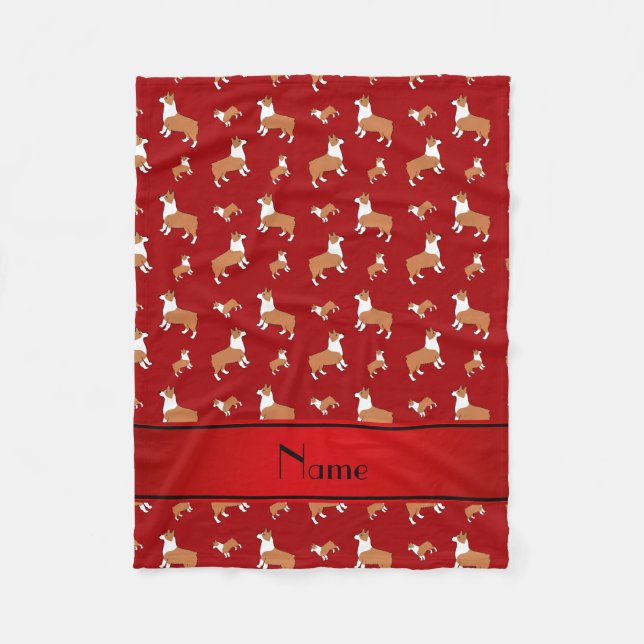 Personalized name red Welsh corgi pembroke dogs Fleece Blanket (Front)