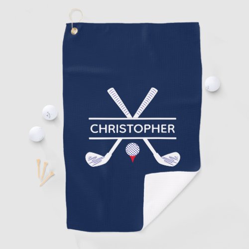 Personalized Name Red White Blue Golf Towel