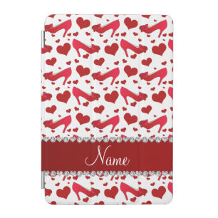 Personalized name red white hearts shoes bows iPad mini cover